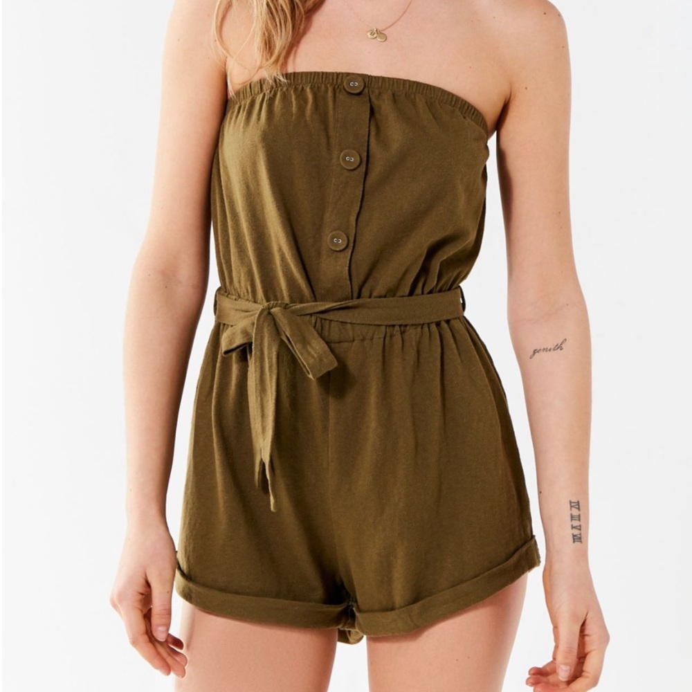 UO Out From Under Baylee Button Tube Romper
